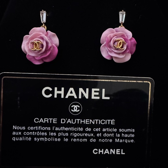 CHANEL PINK FLOWER EARRINGS